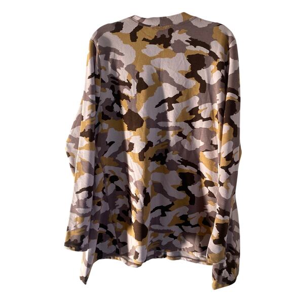LOGO Lounge by Lori Goldstein Tunic Button Down Top in Army Abstract Print Sz L - Picture 3 of 9